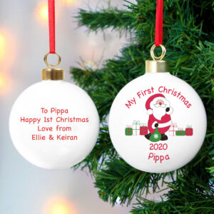 Personalised Santa with Presents Bauble