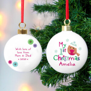 Personalised Felt Stitch Robin My 1st Christmas Bauble
