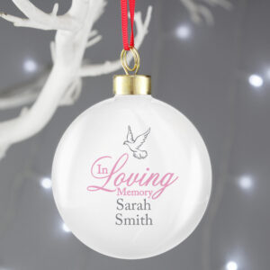 Personalised In Loving Memory Pink Bauble