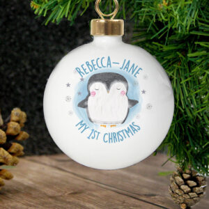 Personalised 1st Christmas Pengiun Bauble