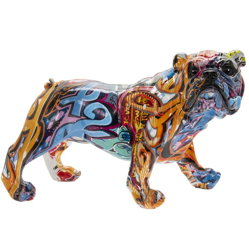Graffiti Bulldog Statue Art Resin Figurine Ornament Abstract Decor