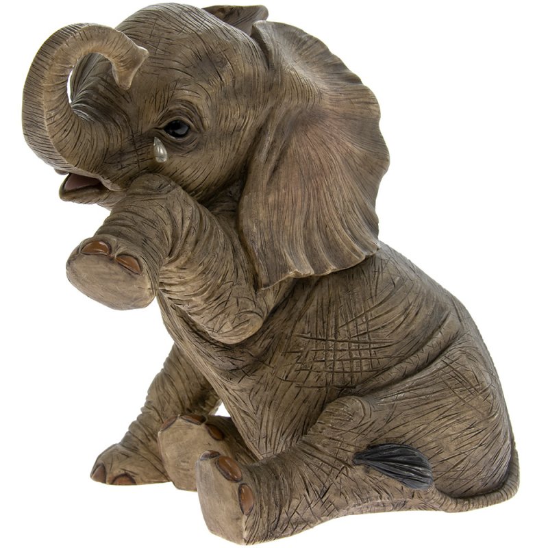 Sitting Baby Elephant Statue Teardrop Home Figurine Ornament