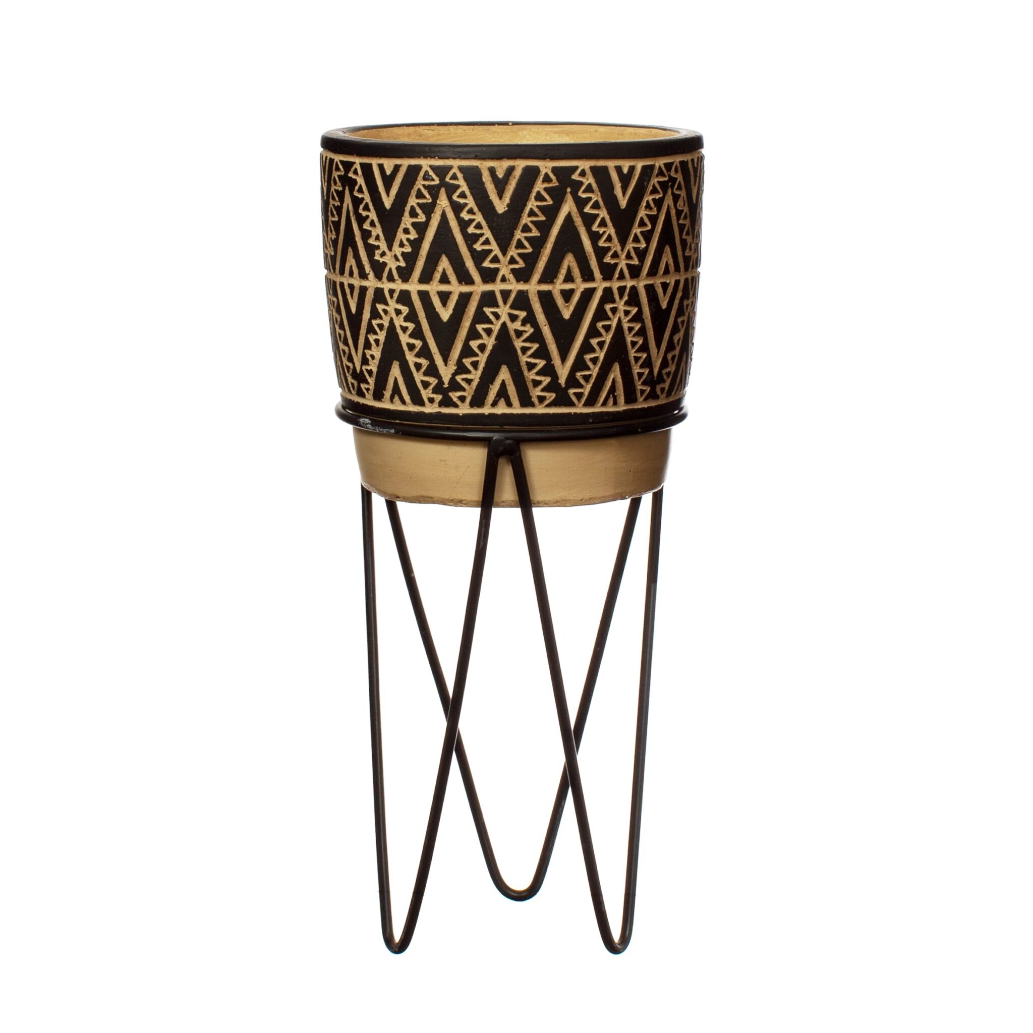 Monochrome Plant Pot l Nomad Planter With Wire Stand