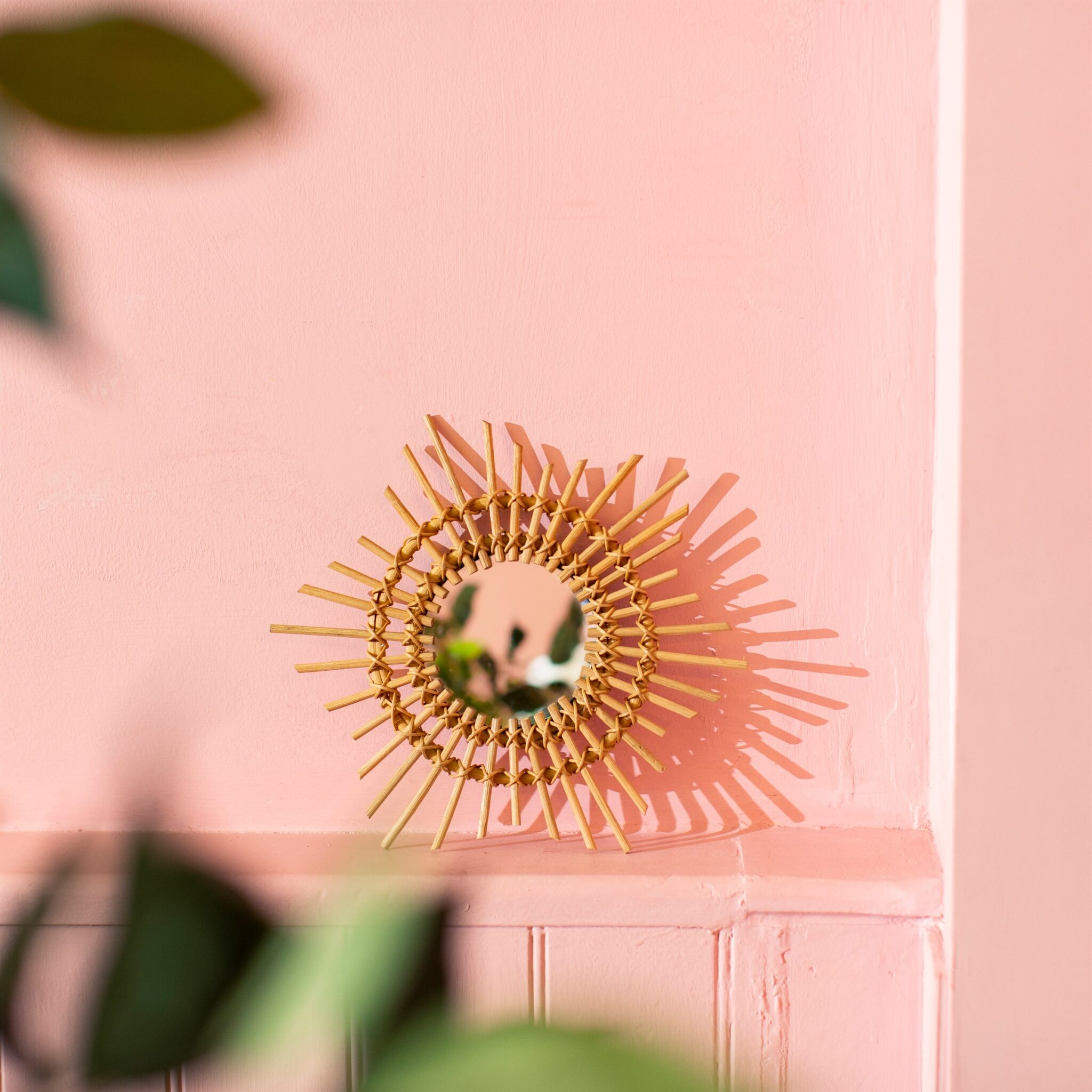 Sunburst Rattan Mirror / Mini Standing Mirror