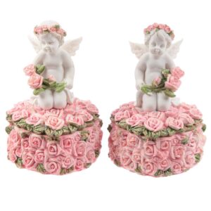 Rosebud Heart Cherub Trinket Box