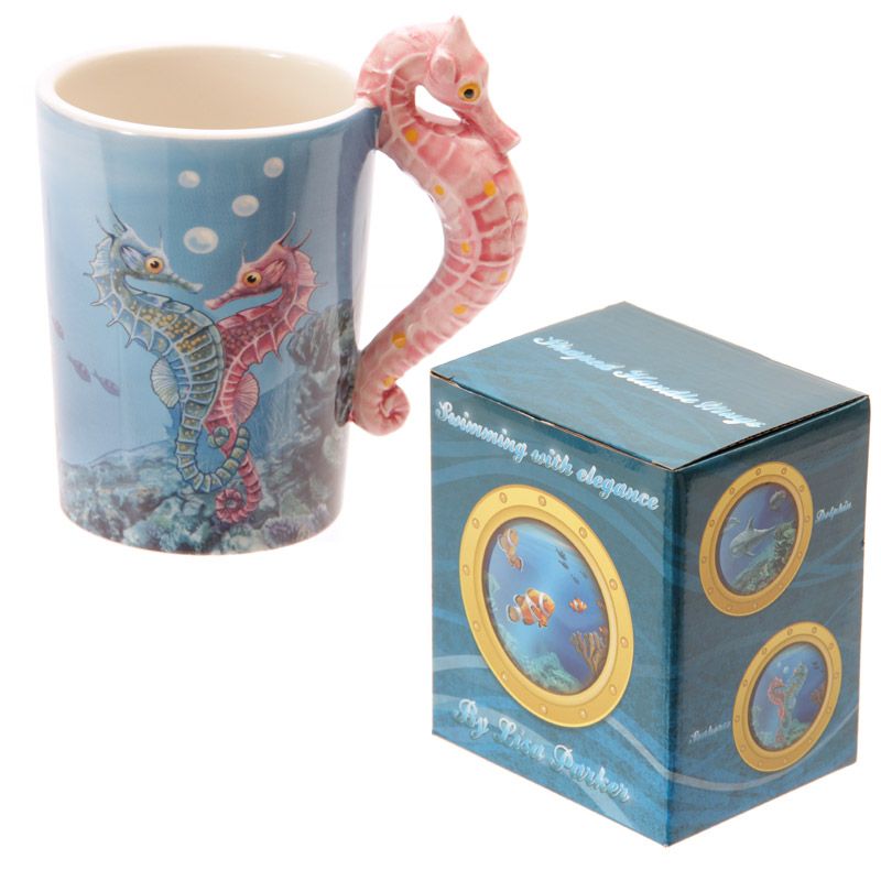Lisa Parker Seahorse Ceramic Shaped Handle Mug